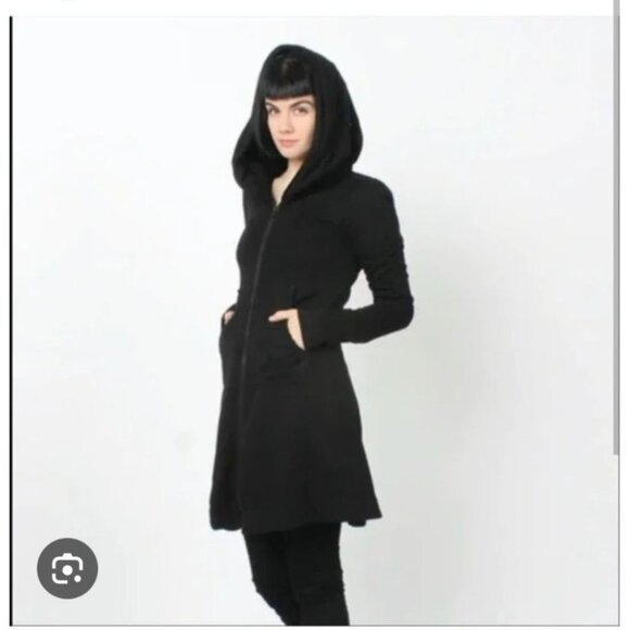 Prairie Underground Black Organic‎ Cotton Hooded Jacket With Zipper & Pockets S - Picture 1 of 10